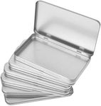 Elesunory 6Pcs Metal Rectangular Tin Metal Hinged Lid, Mini Portable Small Storage Container Tin Box, Metal Box with Hinged Lid for Home or Outdoor Active Storage (Silver)