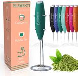 Elementi Electric Milk Frother Handheld, Matcha Whisk, Milk frother for Coffee Frother Electric Handheld Drink Mixer, Electric Mini Whisk Small Hand Mixer (Emerald)