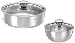 Amazon Brand - Solimo STAINLESS STEEL DOUBLE WALLED INSULATED SERVING BOWL AND ROTI SERVER -(SET OF 1 SERVING BOWL 500 ML AND 1 ROTI SERVER 1.1 L), SILVER