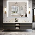 AXOTEXE 40”x32” LED Bathroom Mirror with Black Frame,Bathroom Mirror with Light and Defogger,3 Colors Dimmable Lighted Bathroom Mirror,Shatterproof Wall Mounted LED Mirror for Bathroom