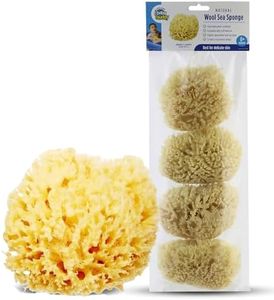 Baby Buddy Natural Wool Sea Sponge, Newborn Bath Time Essential, Ultra Soft for Delicate Skin, Hypoallergenic and Biodegradable, 4 Pack
