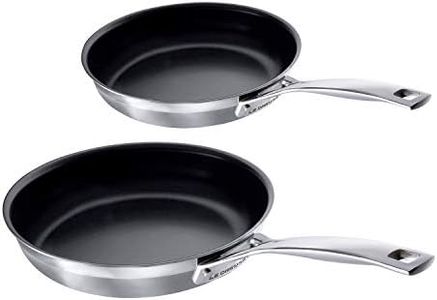 LE CREUSET 3-Ply Stainless Steel Non-Stick Frying Pan Set, 2 Pieces, Diameter 20 cm, Diameter 24 cm, Silver