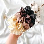 Atrube's Satin Silk Hair Scrunchies For Women And Girls Set Of 3 For Curly Hair And Less Hairfall Rubber Band Scrunchy Satin Hair Ties Best Gift For Mother Daughter Sister