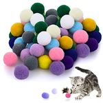 Molain Large Cat Toy Balls, Soft Cat Balls 1Inch Kitten Pom poms Ball Cat Play Toy (50 Pcs)