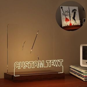 YuanDian Personalised Light up Now Playing Vinyl Record Stand, Now Spinning Record Stand, Wooden Acrylic Holder for Vinyl Album Display Storage, Vinyl Record LED Display Storage