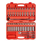 TEKTON 1/2 Inch Drive 6-Point Socket and Ratchet Set, 51-Piece (10-32 mm) | SKT25201