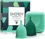 Shordy Menstrual Cups, First Period Starter Pack of 2 Kit with Mini Box, Period Cup Medical Grade Silicone, Feminine Hygiene Better Alternative to Sanitary Pads & Tampons for Girls - Small & Large