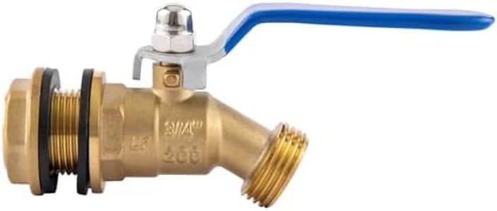 BILAL Brass Water Container/Rain Barrel Spigot, 3/4" GHT Male Threaded Quarter Turn Ball Valve with Bulkhead Fitting, Rain Barrel Kit for Garden Hose Thread Connection, 5 55 Gallon Bucket