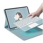 iPad 7th/8th/9th gen 10.2 inch Air3 Pro10.5 Keyboard case with touchpad Removable BT keyboard iPad 8 iPad 7 iPad 9 Touch Keyboard case cute round keycap (iPad 10.2" /10.5" , Blue)