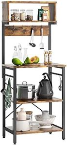 Bestier Kitchen Baker's Rack Microwave Oven Stand Kitchen Shelf with Hutch 8 Side Hooks Coffee Station Utility Storage Shelf for Kitchen Dining Room Living Room
