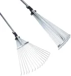 Xifando Leaf Rake for Lawns-82 Long Handle Adjustable Garden Rake (15 Tines)