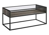 Industrial Modern Wood Rectangle Open Shelf Coffee Accent Table Living Room