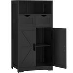 WEENFON Bathroom Cabinet, Floor Cabinet with 2 Doors & 2 Drawers, Bathroom Storage Cabinet with Adjustable Shelf, Freestanding Wooden Storage Organizer for Living Room, Hallway, Black CWFSNG15H