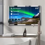 Leotachi IP66 Waterproof 21.5 inch Touch Screen Android Mirror TV for Bathroom Shower - 500nits High Brightness 1080P Built-in Android 11.0 WiFi/BT/RJ45/USB/HDMI/TF/SIM (Silver)