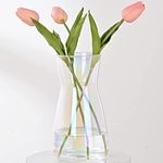 Vzmiza Glass Vase - Premium Quality Flower Vase - Vase for Flowers for Rustic Home Decor, Decorative Iridescent Vase for Modern Farmhouse, Ideal Shelf, Table & Entryway Decor, Patented Design