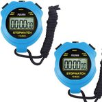 Digital Stopwatch Timer Only Stopwatch with ON/Off, NO Bell Silent No Clock No Date Basic Operation, PULIVIA Sport Stopwatch for Coaches Swimming Running, 2 Pack Blue