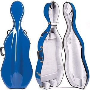 Bobelock 2000W Fiberglass Blue/Gray 4/4 Cello Case with Wheels