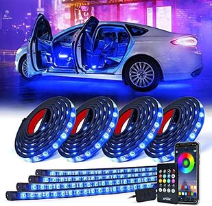 Xprite 8Pcs Car RGB LED Strip Lights, Exterior Underglow & Interior Bluetooth Lights Kit, APP Control & Wireless Remote, Music Sync, Underbody Inside Neon Ambient Lighting Strips for Cars SUV Truck