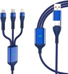 100W Multi Charging Cable, USB C to Multi Charger Cable Nylon Braided 3 in 1 Charging Cable with Lightning/Type C/Micro-USB, USB A to C PD Port Fast Charging Cord Adapter for Laptop Phone Tablet