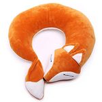 Maibar Travel Pillows Fox Neck Pillow for Kids Adult, Animal Cartoon Pillow for Airplanes Car (Brown)