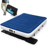 SereneLife EZ Bed Air Mattress with Frame and Rolling Case, Self-Inflating Airbed with Built in Pump for Travel and Hosting, King