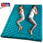 AKSOUL Double Self-Inflating Sleeping Mat for Camping: Ultra Wide & Thick Inflatable Mattress for 2 Persons - Lightweight Portable Bed Sleep Pad with Built-in Foot Pump for Camp Hiking Travel