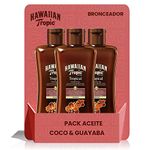 Hawaiian Tropic Tanning Oil SPF 0 - Unprotected Sun Tanning Oil, Skin Tanning Accelerator, Tropical Fragrance, Pack 3 Units x 200 ml