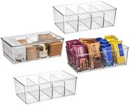 ClearSpace Plastic Pantry Organization and Storage Bins with Dividers & Lids – Perfect Kitchen Organization or Kitchen Storage – Fridge Organizer, Refrigerator Bins, Cabinet Organizers, 4 Pack