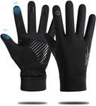 KEJIKO Gloves for Cold Weather, Unisex Warm Windproof Sport Glove with Anti-Slip, Thermal Winter Ski Snow Lined Gloves, Touch Screen Glove for Running, Cycling, Camping Black XL