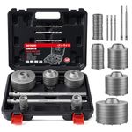 DAYDOOR Concrete Hole Saw Set, 10PCS Drill Hole Cutter Set with 30/40/65/80/100mm Hole Drill Bits for Concrete Brick Cement Stone Wall Drilling