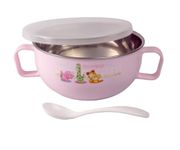 Regalo Toddler Bowls | Air Tight Stainless Steel Baby Feeding Bowl | BPA Free | Stay Warm Bowl with Spoon | Food Remains Warm- 550ML Capacity (Baby Pink)