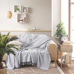 Milam London 100% Cotton Large Throw For Sofas | Beds | Settees | Bed Throw Double Size | Sofa Throws Large 2 Seater | 200 x 230 cm Silver Grey