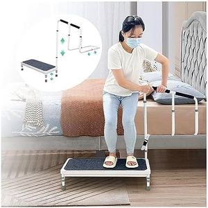 Bed Step Stool with Rail for High Beds Adults Elderly Bedside Assist Step Up Foot Stool with Handle Medical Bed Stairs Helper Stepping Stool with Handrail Bed Railing Handicap Wide Step Ramp - 400lb