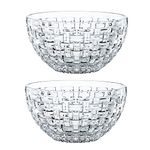 Nachtmann Bossa Nova Collection Bowl | Set of 2 Clear Crystal Glass Bowls | Basket Weave Glass Design | 6 Inch Mixing and Serving Bowl for Salad, Fruit and Snacks | Dishwasher Safe