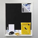 GUPSAP Blackout Blind 300x145cm, 100% Blackout Material Temporary Blackout Blinds Stick on, Blinds Window No Drill Curtains Black Out Blinds for Bedroom, Travel Blackout Blind with Self Adhesive