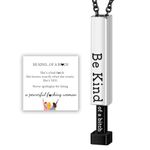 Be Kind...Of A Bi*ch - Hidden Message Necklace,Be Kind of A Bitch - 3D Engraving Vertical Bar Necklace,Stainless Steel Encouragement Mantra Pendant Necklace for Women