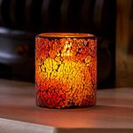 Auraglow Mosaic Glass Realistic Flickering Flameless LED Decorative Candle with Safety Flame and Timer, Perfect Mood Light or Centrepiece