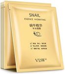 Snail Essence Facial Mask Sheet Deep Moisturizing Rich 100% Silk sheet, Anti-aging, Anti-Wrinkle, Deep Hydration, Snail Secretion Filtrate Facial Skin Care 5 Pcs