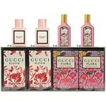 Gucci Perfumes for Women - 4 Pcs. Women's Fragrances Gift Set for Women - 2X Gucci Bloom Perfume for Women 0.16oz and 2X Gucci Flora Perfume for Women 0.16oz