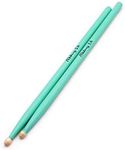 WANDIC 5A Drum Sticks, 1 Pair Green Classic Lightweight Maple Wood Drumsticks Wood Tip Drumstick - Perfect for Small Venue and Acoustic Performances