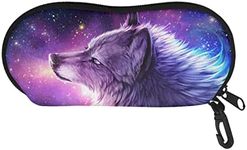 Upetstory Glasses Cases for Eyeglasses Soft Women Kids Youth, Galaxy Wolf, One Size