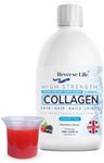 Reverse Life Marine Collagen Liquid Supplement Drink - High-Strength 10,000mg Hydrolysed Peptide Infused with Vitamin,C, D, Hyaluronic Acid, Biotin for Hair, Skin, Joints and Nails, 500ml