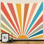 Simpkeely Sun Tapestry Vintage Bohemian Wall Hanging Hippie Natural Retro 70s Rainbow Sunrise Sunset Tapestries Abstract Geometric Wall Art Home Decor for Bedroom, Living Room - 150cm x 200cm