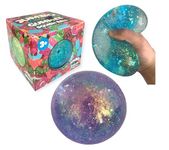 Hapros Jumbo 4" Glittery Gummee Ball, Extra Large Sensory Slow-Rise Glitter Sugar Stress Ball, Perfect Novelty Stress-Relief Fidget Toys Gifts for Adults and Children (Purple)