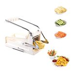 French Fry Cutter, Potato Cutter for French Fries with 2 Different Sizes Stainless Steel Blades Potato Slicer with No-Slip Suction Base White