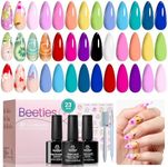Beetles Gel Nail Polish, 20 Colors Cat Eye Gel Polish Bright Pink Blue White Black Green Purple Pastel Gel Polish Set with 3Pcs Base Top Coat Holiday Nail Gifts for Women Magical Kingdom