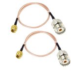 DHT Electronics Handheld Antenna Cable Sma Male To Uhf So-239 Female Connectors 6'', Brown