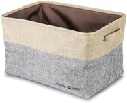 Nerdy Paw Medium Size Dog Toy Storage Basket - Rectangular Gray Fabric Bin with Handles - Pet Toys Organizer for Living Room - Collapsible Design - Easy to Use