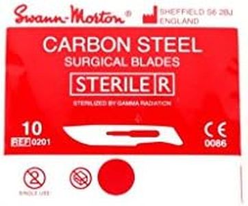 Swann Morton No.10 STERILE Curved Carbon Steel Scalpel Blades - Box of 100 - Brand New Stock Dated 2022 - Made in England, UK - Finest Precision Blades - Durable Quality for Experts & Professionals