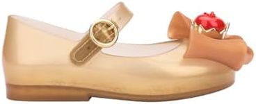 Melissa Mini Sweet Love + Disney Snow White Ballet Flats for Babies, Pearlish Beige/Gold, 5